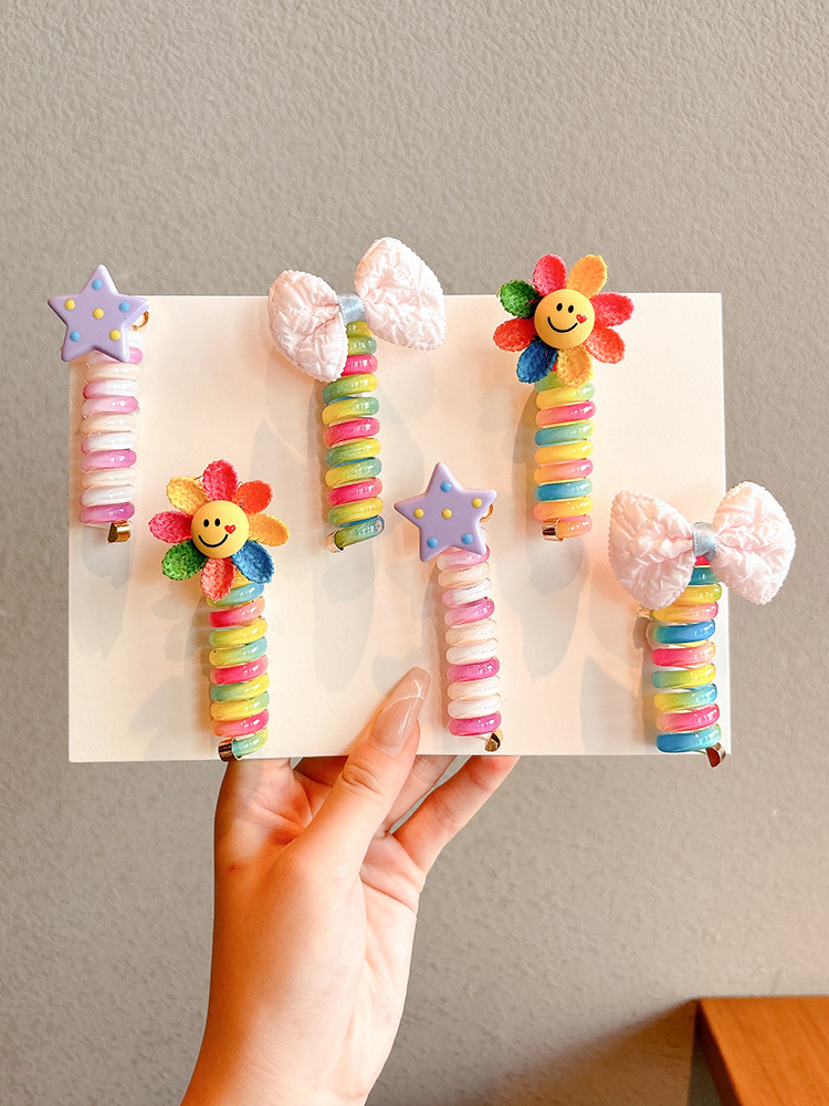 Girls' Hair Tie Children's Little Star Bubble Braid Hair Ring 2025 New Braiding Tool High Ponytail Telephone Wire Hair Accessory