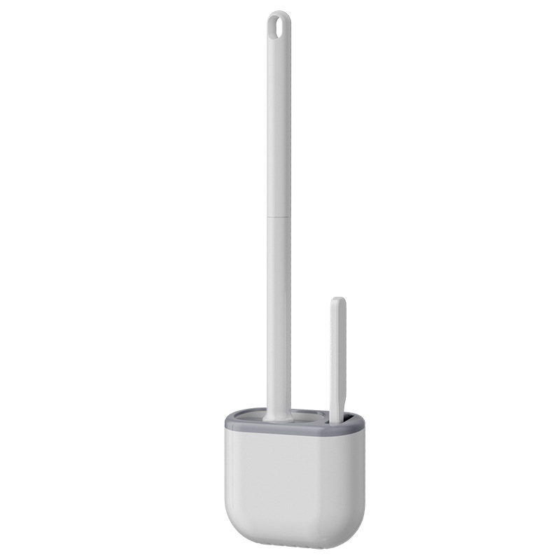 Silicone Toilet Brush with Base, Long-Handled Cleaning Set for Wall-Mounted Toilets, Luxury Style