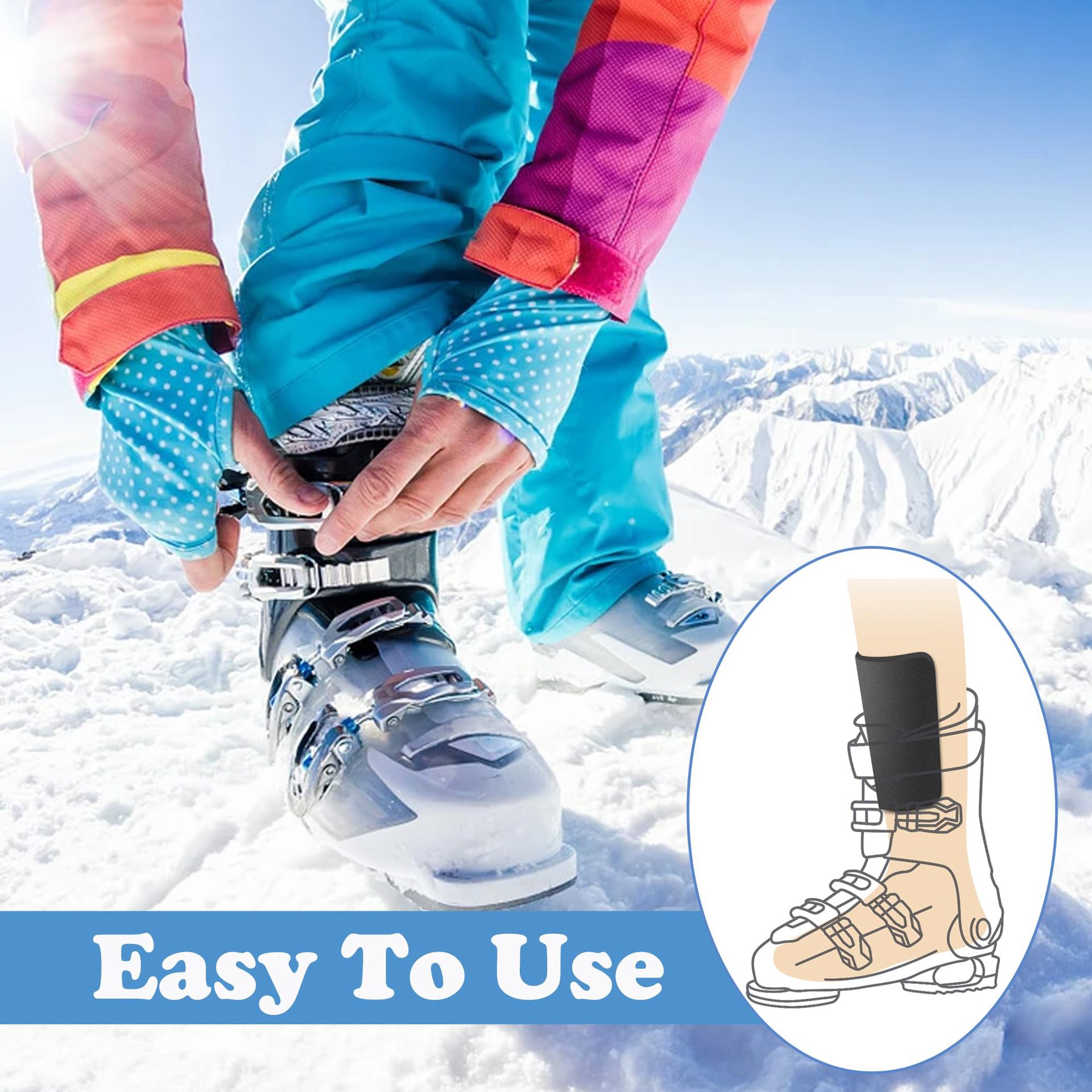 Snowboard Shin Guards - Thickened Foam Ski Shin Protectors - Ski Boots Liner for Cutting