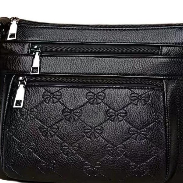 2024 Genuine Leather Middle-aged Women's Bag Mother's Bag PU Bag Women's Middle-aged and Elderly One-shoulder Crossbody Bag Mother-in-law Bag