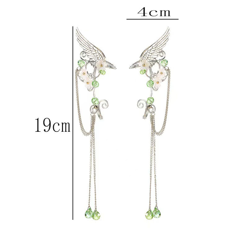Foreign Trade Hot Selling Non-Pierced Ear Hooks Creative Handmade Elf Angel Wings Ear Clips Retro Earrings Tassel Earrings for Women