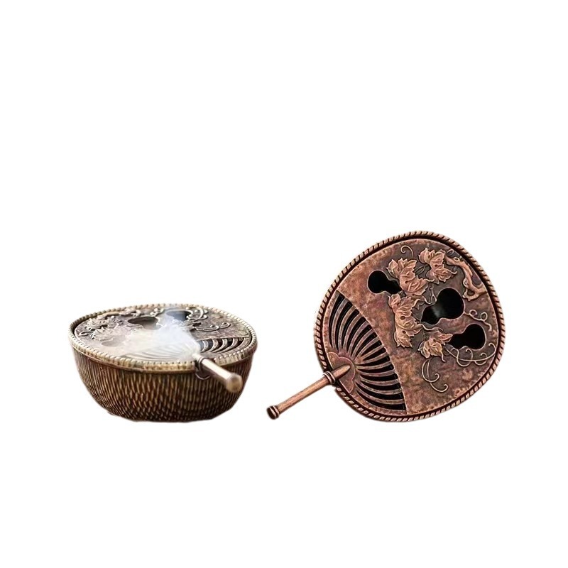 New Chinese-style Copper Alloy Bamboo Lull Furnace Gourd Fan Pipa Incense Furnace Small Xiangyun Aromatherapy Slice Goose Pear Account Zhongxiang Sandalwood