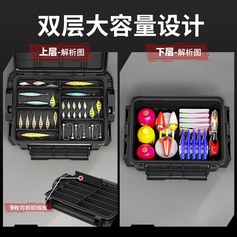 Hot-Selling Lure Box, Multi-Functional Fish Box, Rod Insert, Can Sit on Sea Fishing, Rock Fishing, Large-Capacity Storage Box, Fishing Gear Storage Accessories