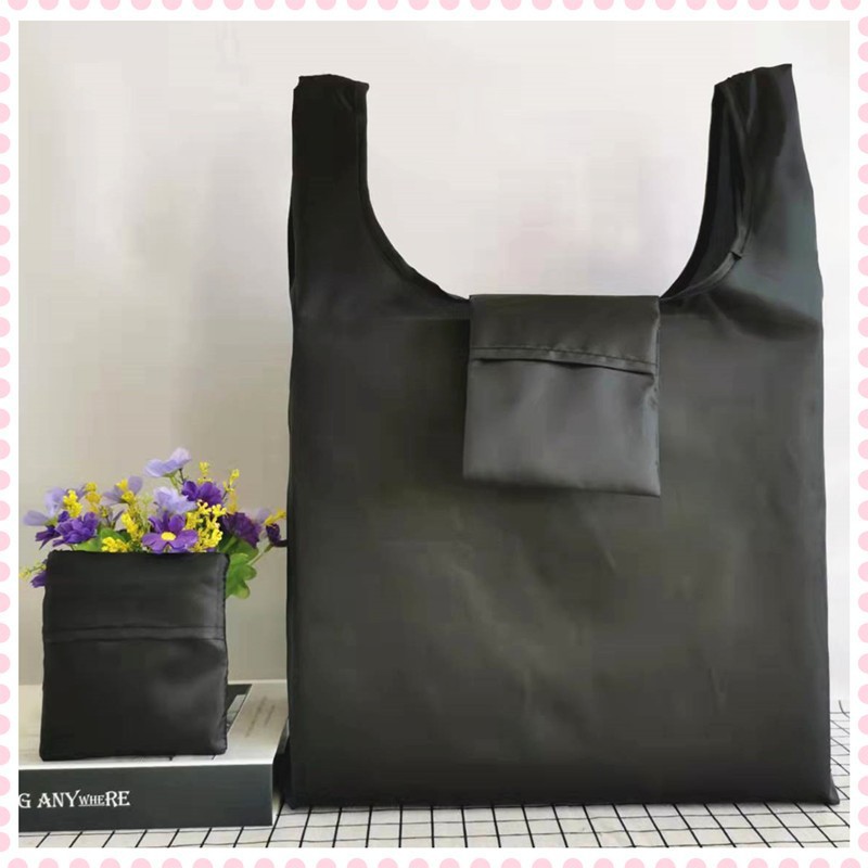 Oxford cloth folding vest solid color shopping bag supermarket large capacity environmentally friendly portable storage bag wholesale printable LOGO