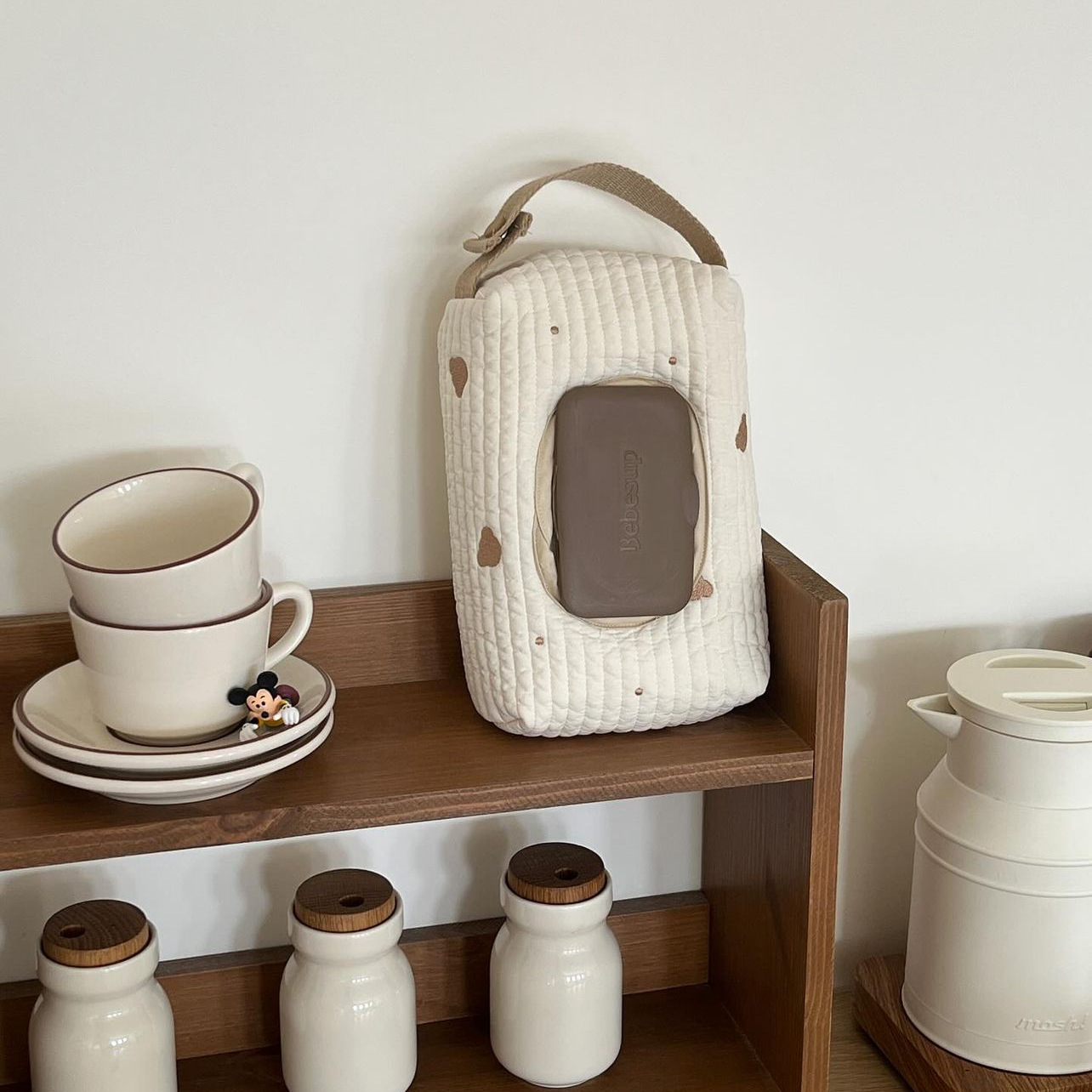 Ins Korean-style Cute Multi-functional Baby Trolley Wet Tissue Paper Storage Bag Car Home Buckle-hanging Paper Box