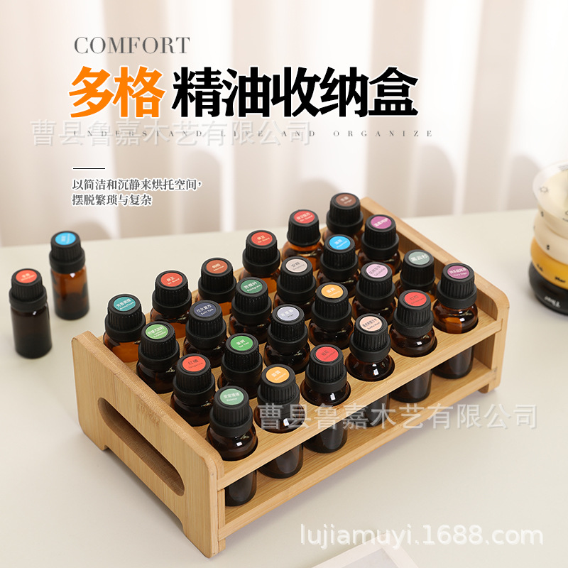 Бамбуковая подставка для эфирных масел Doterra на 24 отверстия, настольный органайзер, подставка для лака для ногтей, прямая продажа с завода