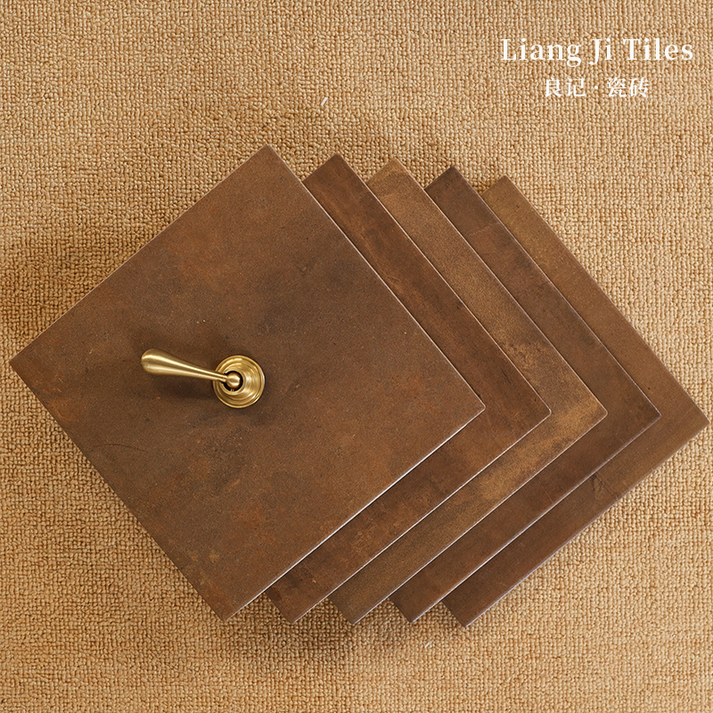 Antique Style Old caramel Floor Tile Brown Clothing Store Homestay Toilet Kitchen Brown Rock Textured Tile