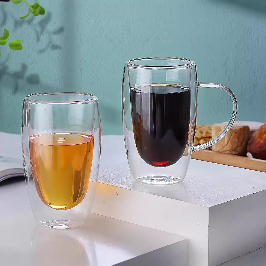 Double-layer glass High Borosilicate heat-resistant household juice milk coffee cup round egg-shaped transparent heat-insulated tea cup