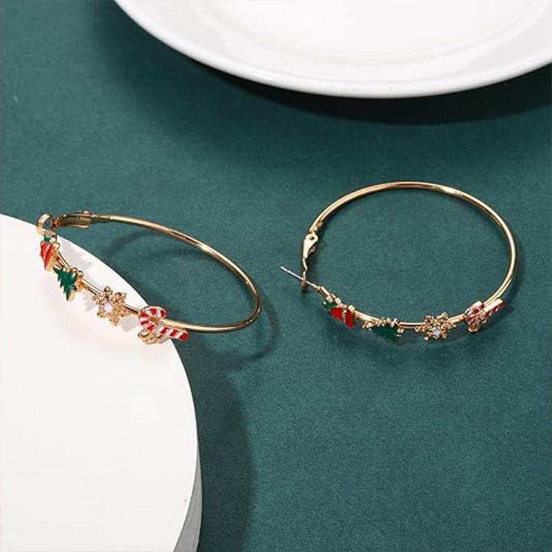 European and American Christmas holiday earrings Christmas tree snowflake Santa Claus big ear ring holiday party party earrings ear ring