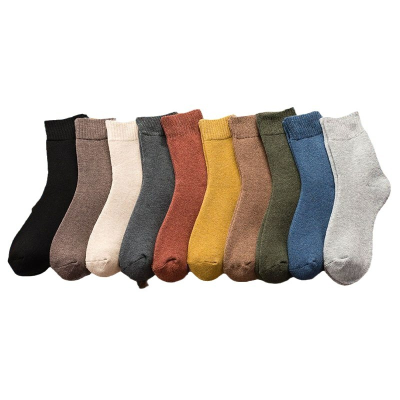 Socks Men's Autumn and Winter Thickened fleece-lined Middle Tube Pure Cotton Odor-proof Cold-resistant Foot-resistant Cotton Socks Extra Thick Men's Stockings