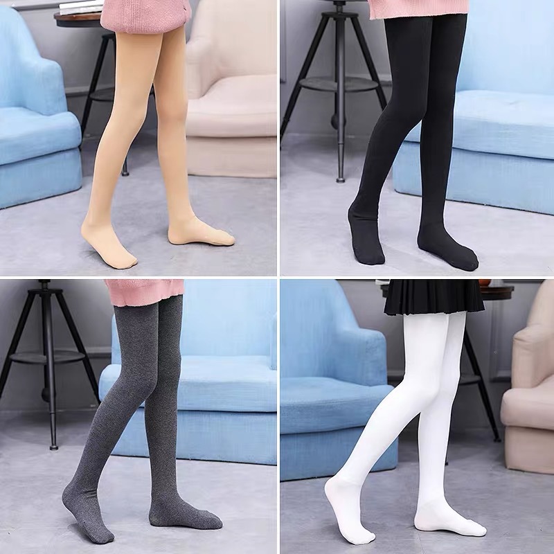 Wholesale children's autumn and winter fleece-lined thickened pantyhose generation hair girls dancing dragon claw hair white ballet dance socks
