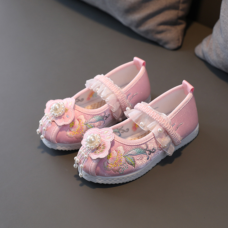 Han Dynasty Embroidered Shoes, Girls' Ethnic Style Shoes, Performance Shoes, Kidsren's Handmade Cloth Shoes, Ancient Style Han Shoes, Performance Costume Shoes