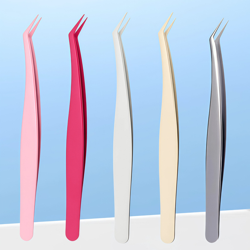 Пинцет для накладных ресниц без клея, наращенные ресницы, пинцет из нержавеющей стали, укладка накладных ресниц, красота ресниц, антипригарное покрытие, золотой пинцет