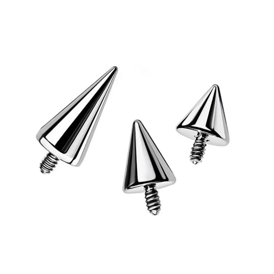 Titanium steel internal thread pointed vertebral lip nail nose nail devil nail ear bone nail external tooth tip cone head puncture jewelry ear nail replacement