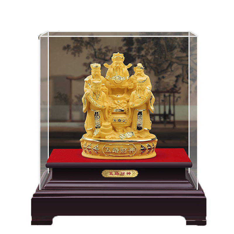 New Velvet Sand Gold Fortune, Longevity, Wealth, Five-Way Wealth God Ornaments, Temple, Buddhist Hall, Insurance Company Event Gifts