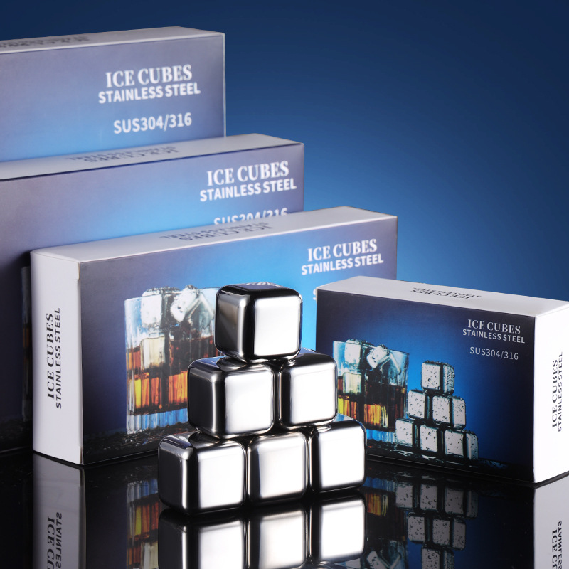 Набор ледяных кубиков из нержавеющей стали 304 в цветной коробке