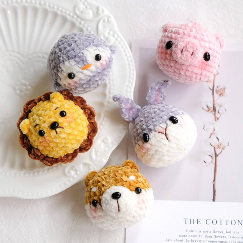 Creative Handmade Crochet Plush Doll Finished Knitted Cartoon Rabbit Animal Head Kidsren's DIY Pacifier Chain Accessories