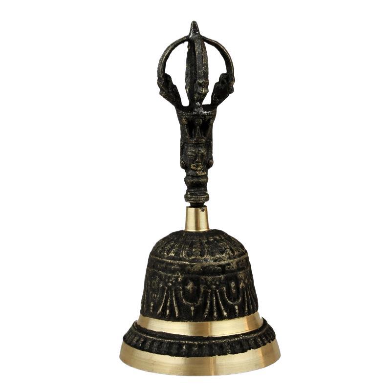 Pure Brass Rattle Taoist Ritual Tool Hand-Cranked Copper Bell Vajra Pestle Feng Shui Supplies Bell Copper Bell Buddhist Hall Ornament