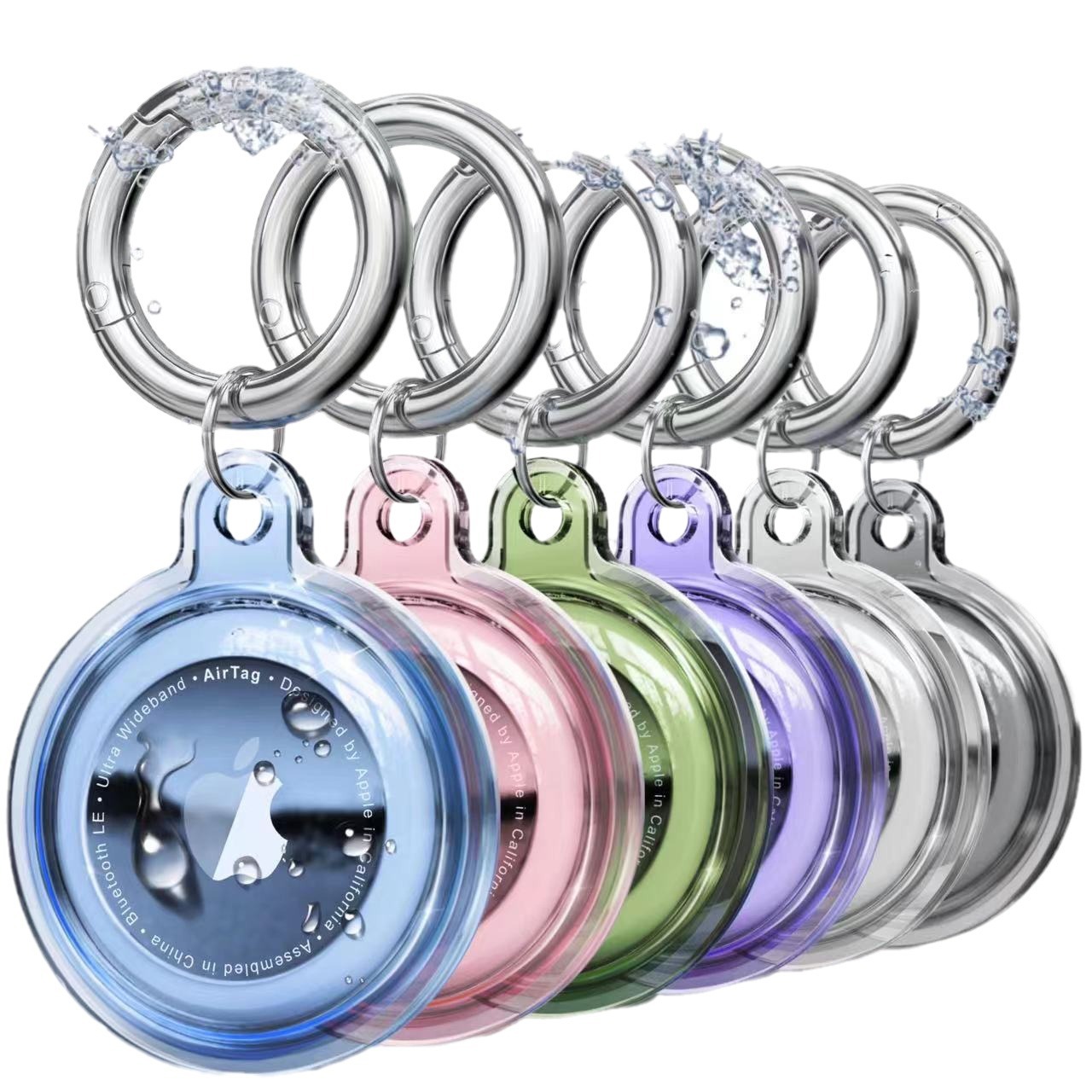 Applicable to Apple Airtag Locator Anti-lost Device Tracker All-inclusive Waterproof TPU Keychain Transparent Color Protective Cover