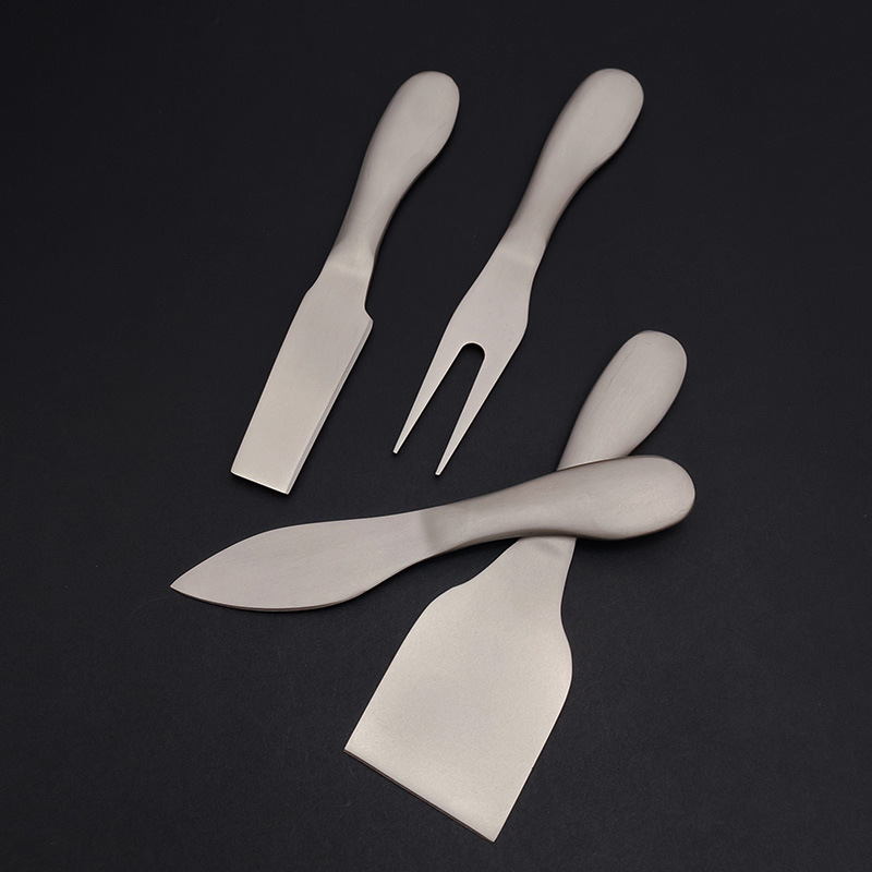 Stainless Steel Cheese Knife Cheese Knife TI Titanium Purified Butter Cutter Cheese Corner Knife Butter Knife Bread Fruit Knife and Fork