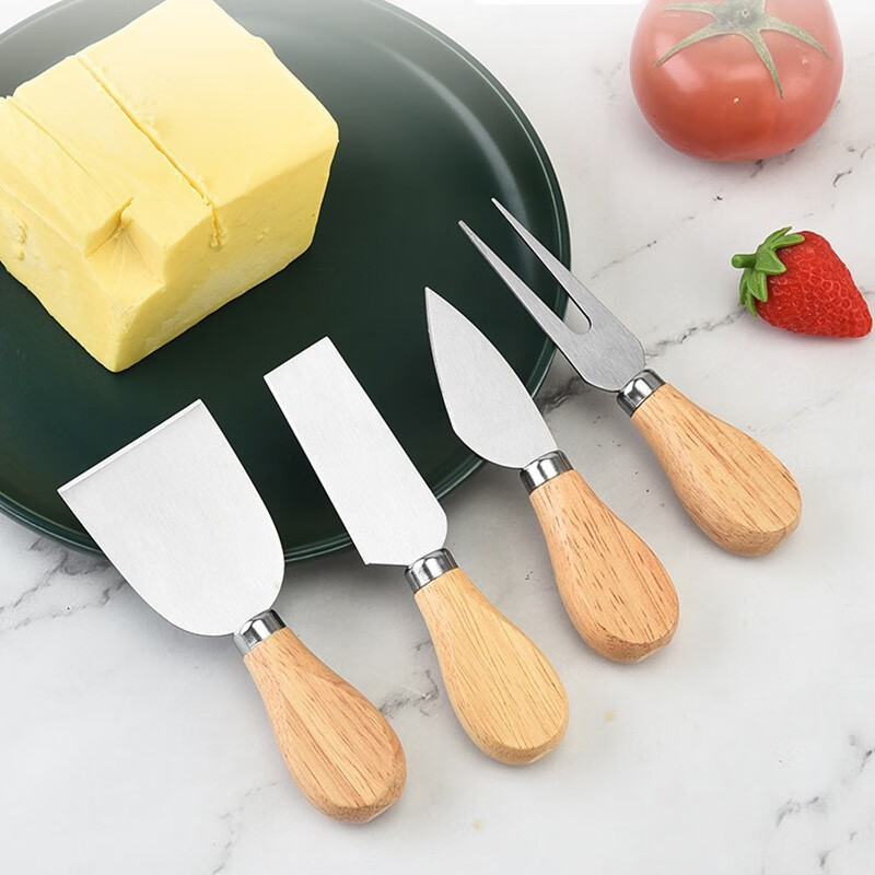 Spot Wholesale Cheese Knife Stainless Steel Cheese Knife Set Baking Tools Butter Knife Butter Pizza Knife Four-Piece Set