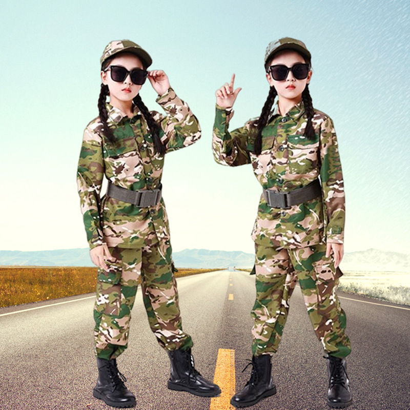 Children's Camouflage Frog Suit Suit for Boys and Girls Summer Camp Development Training Clothing Primary and Secondary School Students Military Training Clothing