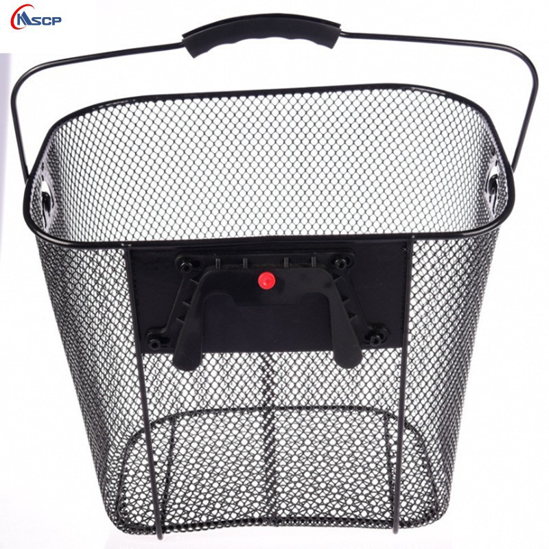 In stock supply quick disassembly basket with handle mesh basket export type mountain bike bicycle front basket