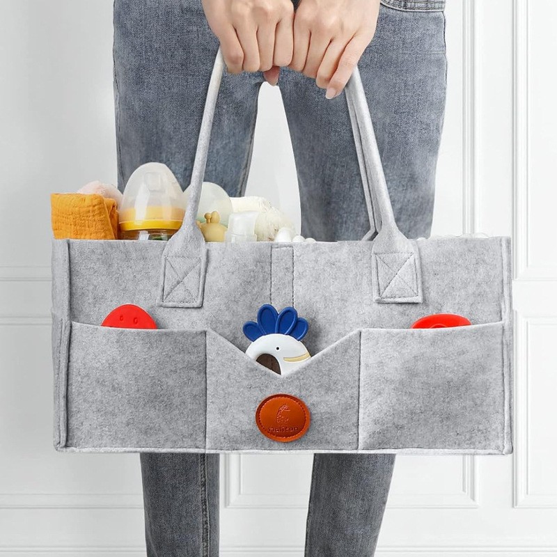 Cross-Border Special Supply of Felt Baby Diaper Storage Bag Large Capacity Sundries Storage Bag Outdoor Foldable Mommy Bag