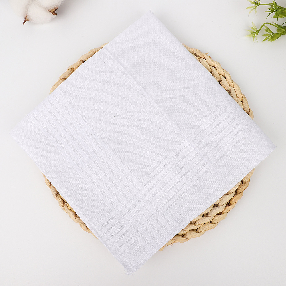 38cm Amazon Pure Cotton Cross-Border Men's Handkerchief European and American Wedding and Funeral Universal White Handkerchief Painting Sweat Towel Pure White Square Towel