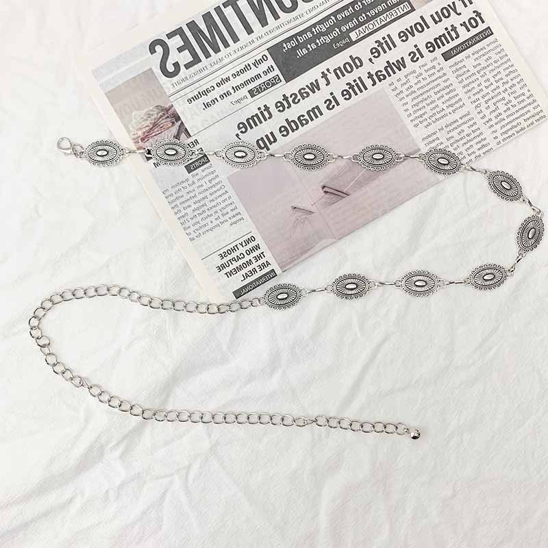 Accessories Retro Silver Wave Dress Design Waist Chain Style Simia with High-End Belt Summer Metal