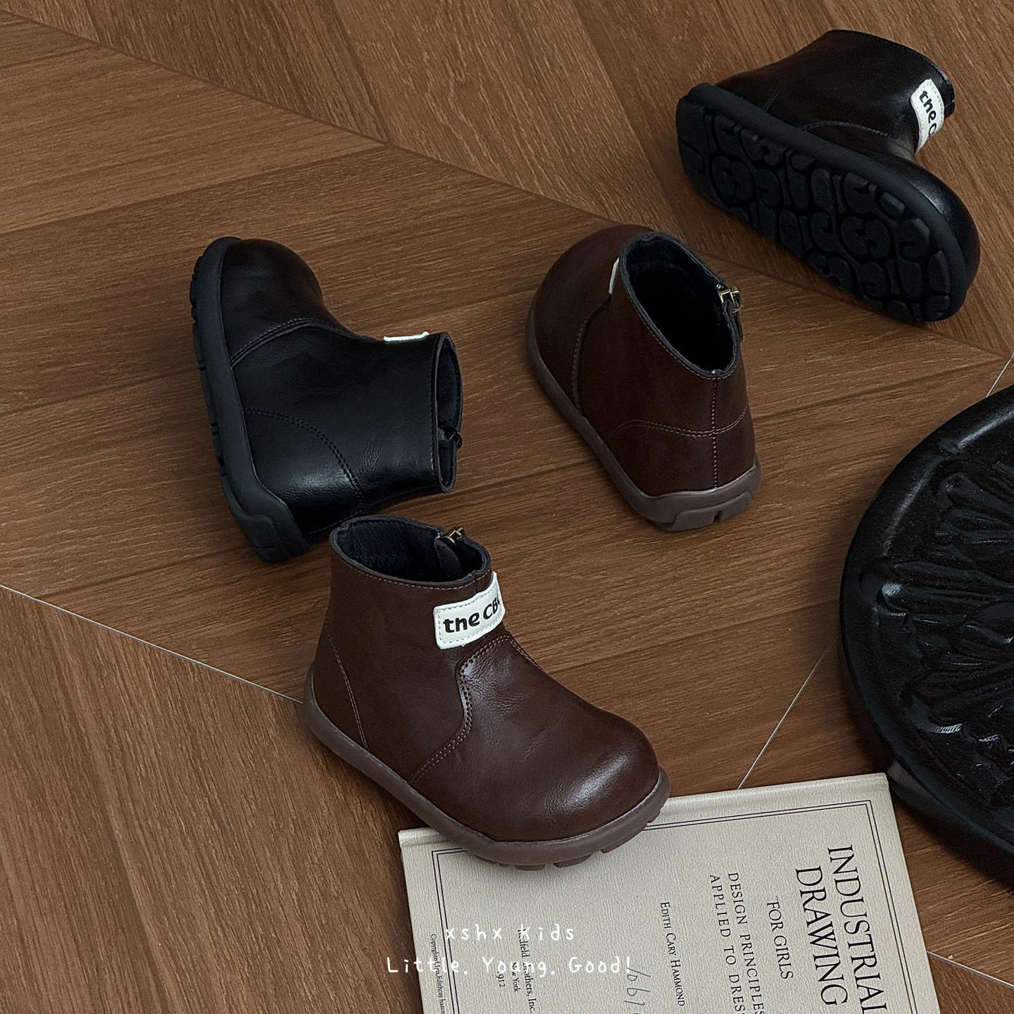 Ботинки Xshx пилота для мальчиков и девочек осенние с боковой молнией в ретро британском стиле с широкой ноской функциональная толстая подошва