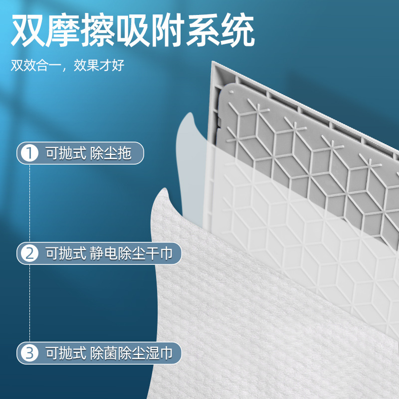 Electrostatic Dust Removal Paper Household Multi-Functional Flat Mop Hand-Washing Free Rotating Dry and Wet Use Disposable Lazy Mop