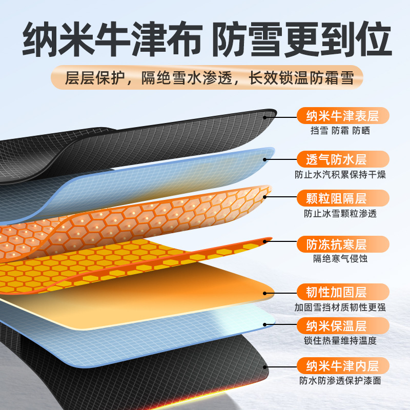 Car Snow Shield Magnetic Snow Shield Car Front Windshield Sunshade Anti-Snow Half Cover Car Clothing Thickeneded Aluminum Film Anti-Freeze Shield