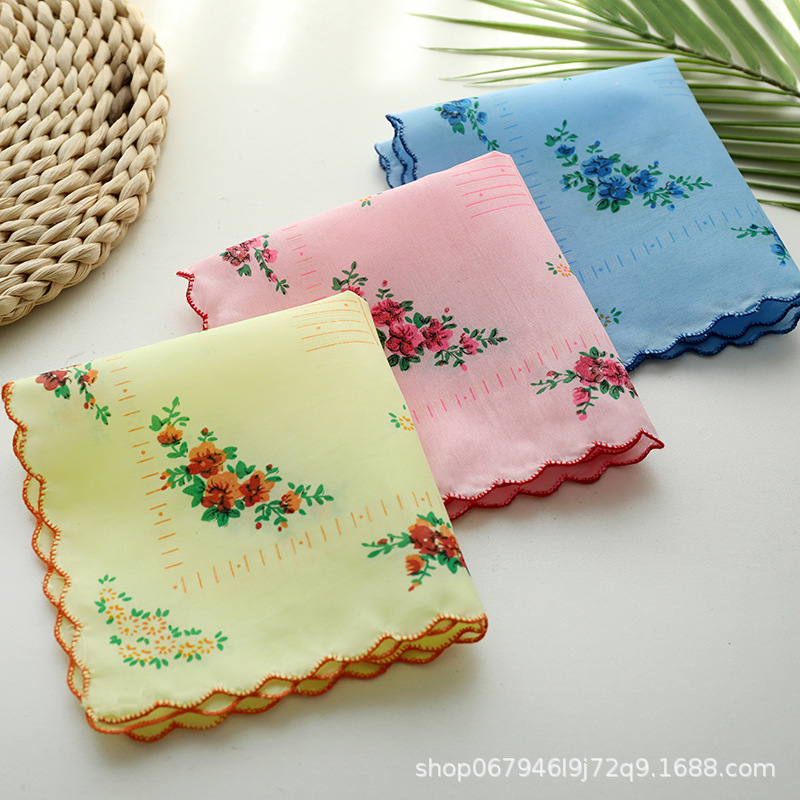 Женский хлопковый платок классический цветочный ностальгический старомодный абсорбирующий полотенце для пота маленький квадратный хлопковый платок из длинноволокнистого хлопка