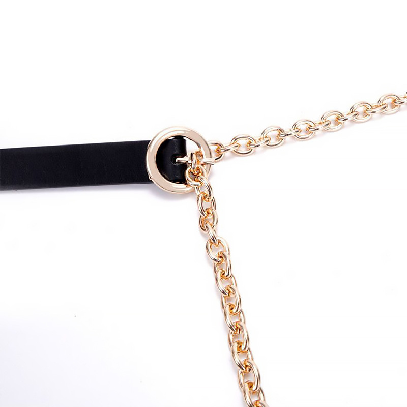 Women's Thin Belt Metallic Black Waist Chain Trendy Shirt Decoration Suit All-match Dress Shirt Summer Chain