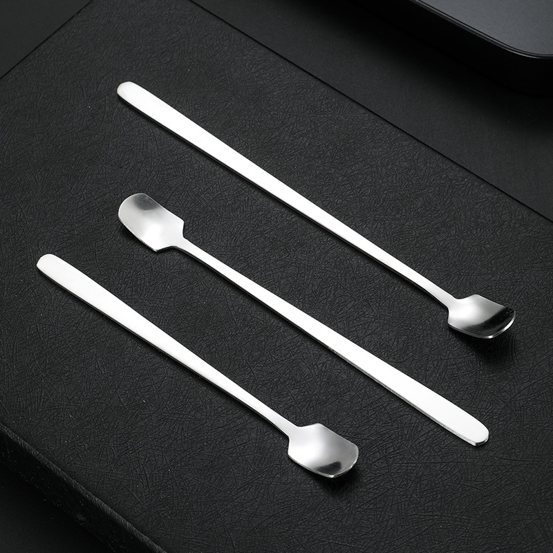 Stainless steel square spoon Golden coffee mixing spoon medicine spoon ice spoon honey spoon mark glass cup tea spoon