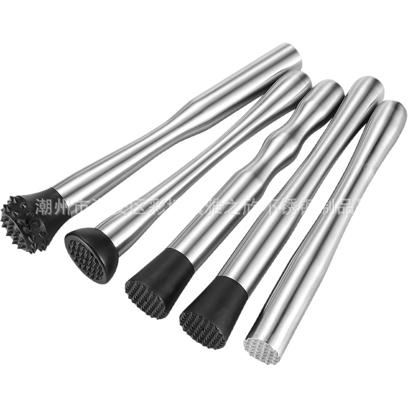 Factory cross-border stainless steel 304 ice stick juice tamping ice hammer all-steel ice crusher milk tea supplies cocktail stick