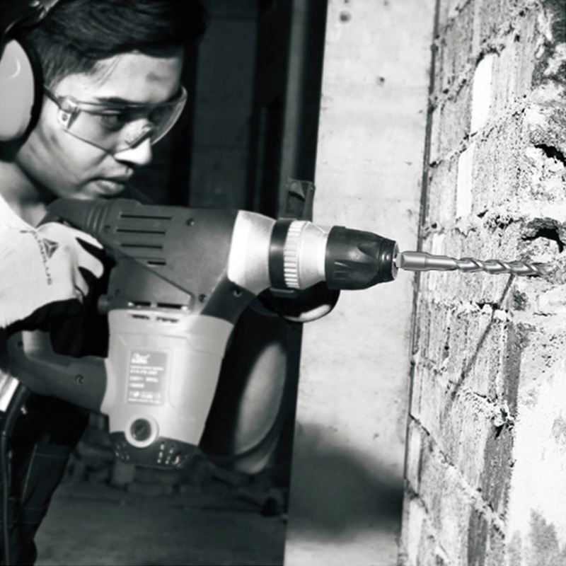 Extended Impact Electric Hammer Drill Bit for Concrete, Two-Slot Round Shank, Four-Slot Square Shank, Wall-Penetrating Square Head, Square King Drill Bit