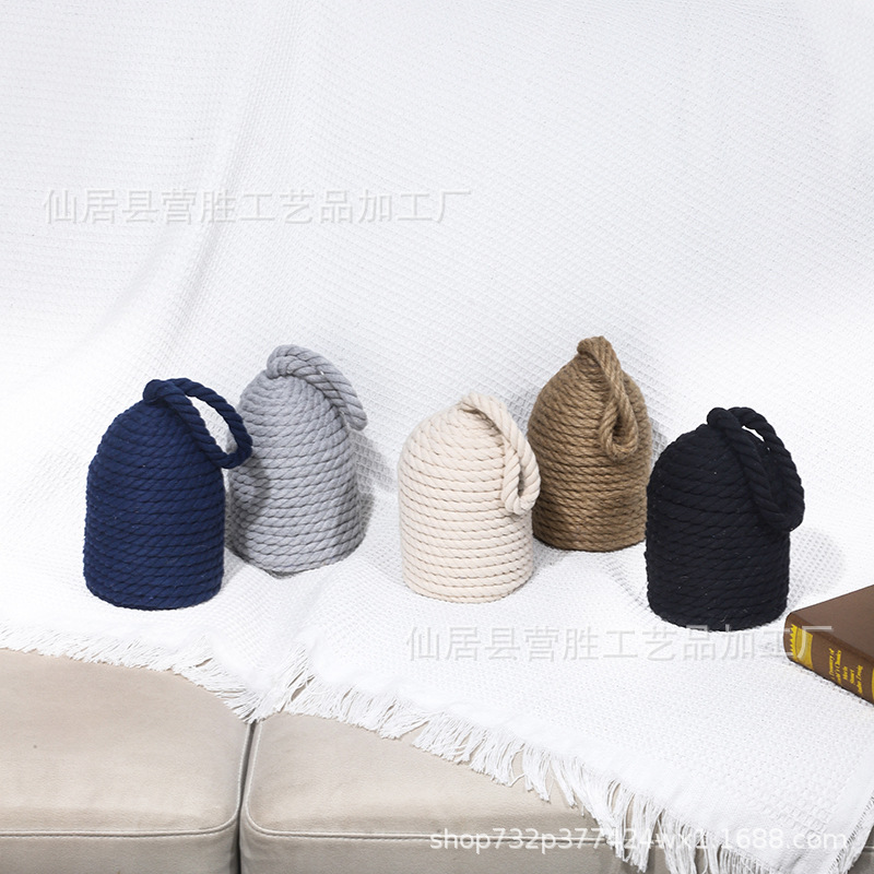 Cotton and Linen Rope Door Stopper, Cotton Rope, Linen Rope Rocket Tube-Shaped Dome Cylindrical Windproof Door Stopper, Ins Home and Restaurant Decoration