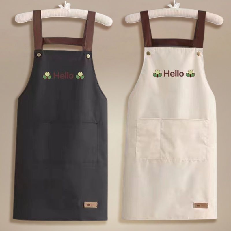 Waterproof apron rainbow strap shoulder anti-oil  printable pattern can wipe hand waist work clothes simple