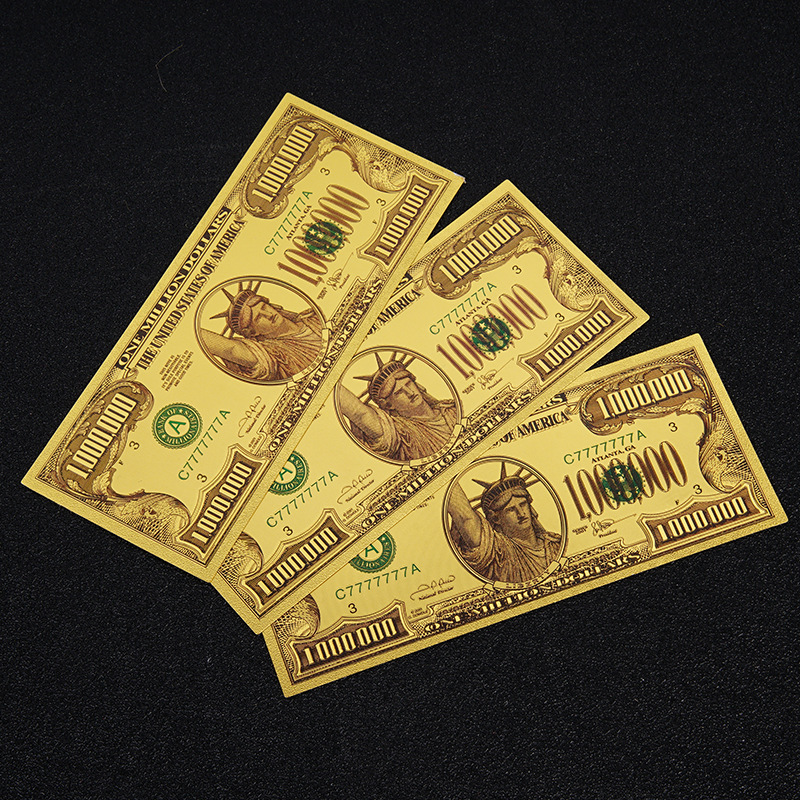 Gold Foil Commemorative Coin Pet Plastic Gold Foil Gold Banknote Lettering Colorful Double-Sided Colorful Printing 1000000 Yuan Commemorative Coin Customization