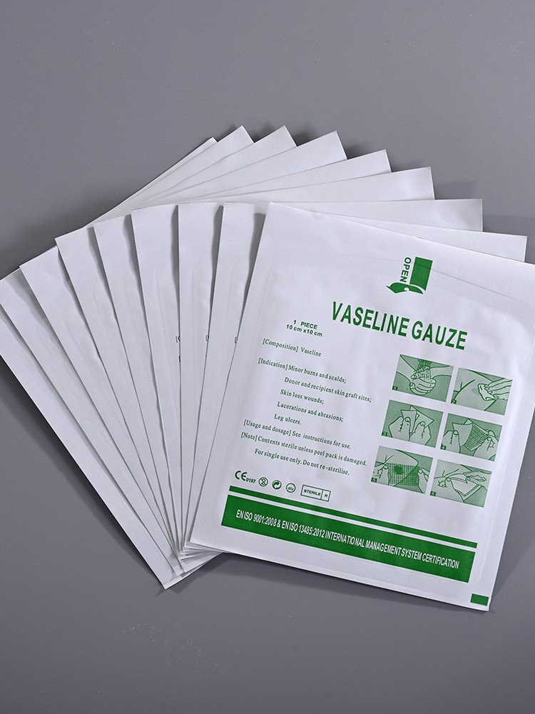 Medical Grade Vaseline Gauze Sheet, Burn Ointment Dressing, Dry Wound Care, Sterile Independent Packaging