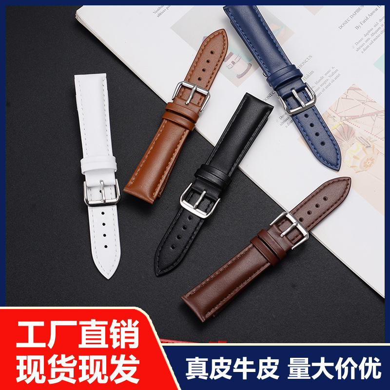 Готовый ремешок для часов из натуральной кожи от производителя, гладкая телячья кожа, узор в виде иглы, аксессуары, 20 мм 22 мм
