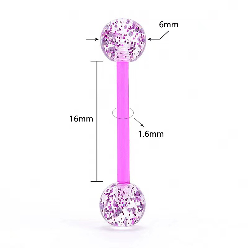 Cross-border e-commerce hot UV steel rod sequin tongue nail acrylic tongue ring breast ring body piercing jewelry wholesale