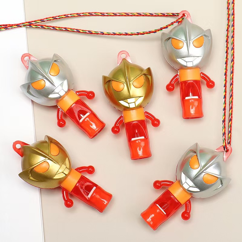 Ultra Warrior Luminous Whistle Children's Creative Flash Cartoon Cool Electronic Whistle Toy Necklace Pendant Wholesale