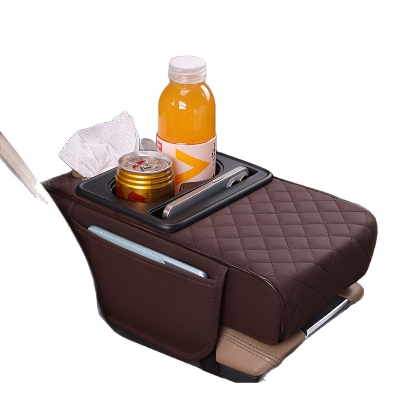 跨境多功能通用汽车扶手箱垫增高垫 车载水杯架 车载纸巾盒储物袋