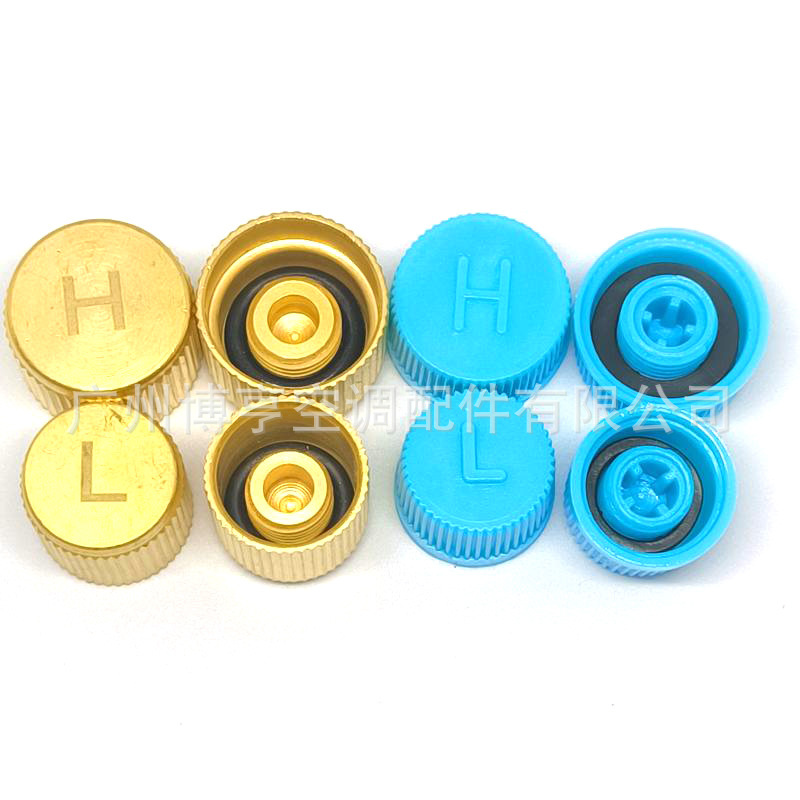 Automobile air conditioner valve core cover pure copper valve cap high pressure H low pressure L cover liquid fluorine nozzle European models