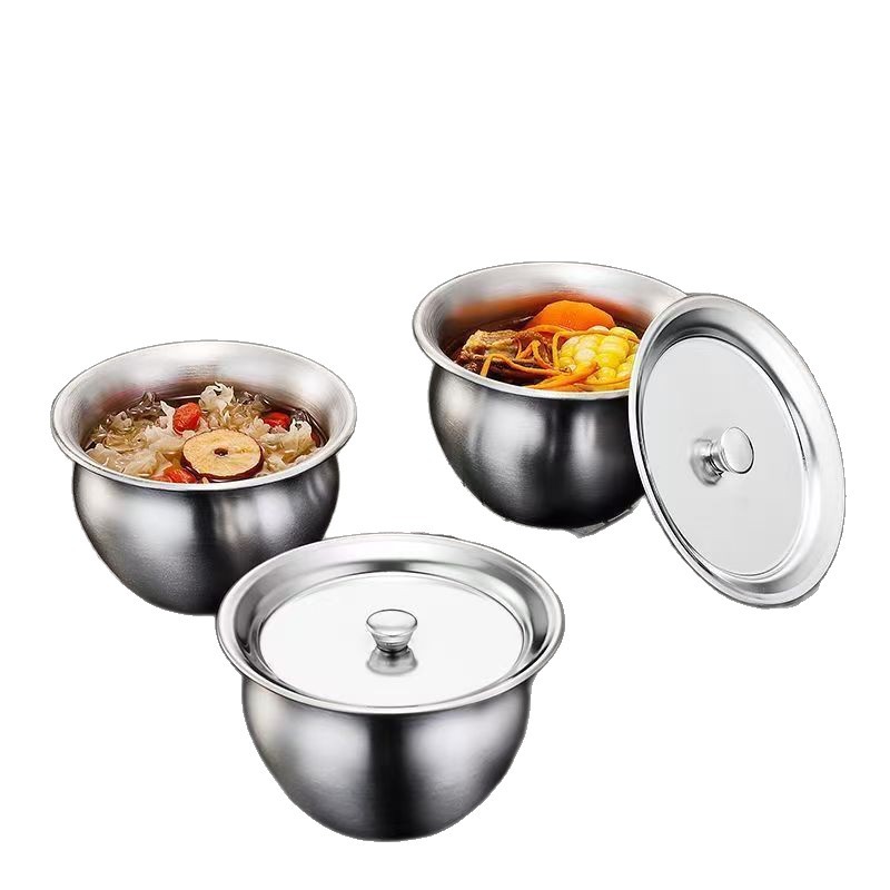 Special Steamed Egg Bowl for Egg Custard 316 Stainless Steel Steamed Vegetable with Lid Household Stew Cup High Temperature Resistant Baby Steaming Bowl