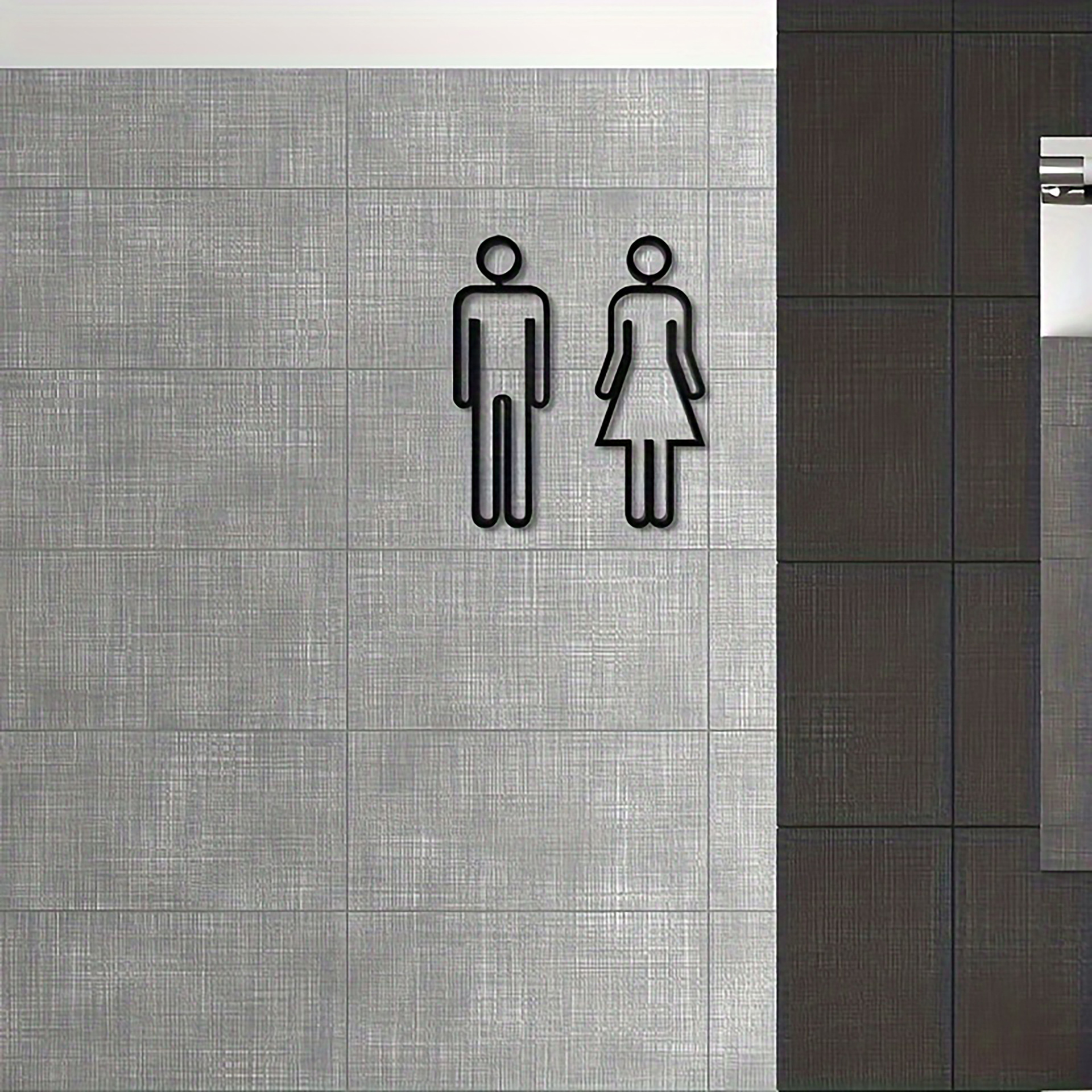 Набор черных матовых акриловых табличек для туалета для мужчин и женщин