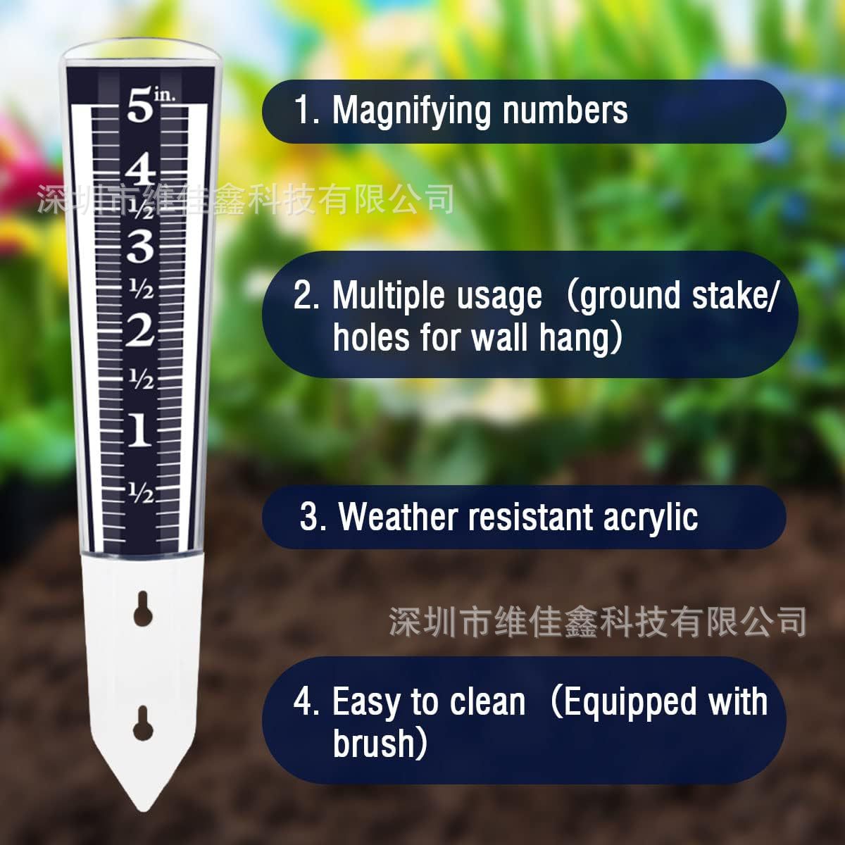 Cross-border dedicated standing pile rain meter transparent 5-inch garden rain gauge rain gauge lawn precipitation meter